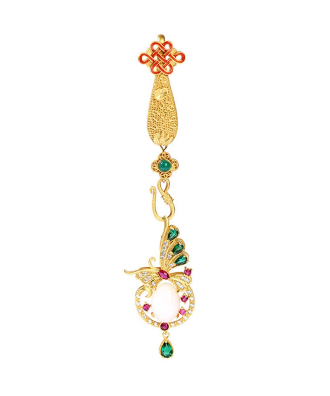 Oriental Rain Ancient Gold Jade Agate Butterfl Brooches