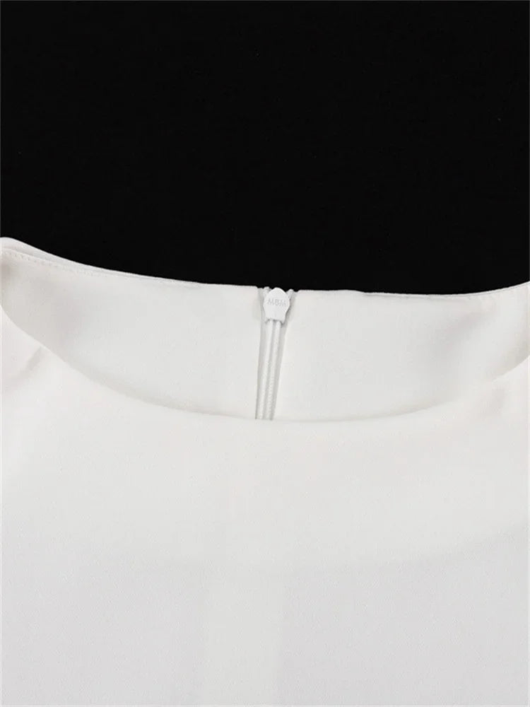 Female White Dress Patchwork Long Sleeve Commute Clothes Dress for Zipper Autumn Mini Dress New