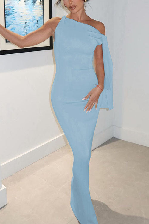Sleeveless Tie Shoulder Bodycon Maxi Dress