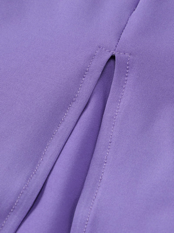 Bodycon High Waisted Hooded Color Split-back Maxi Dresses