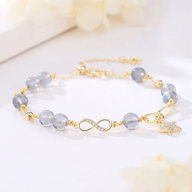 14k Gold Plated Strawberry Quartz Eternal Love Bracelet
