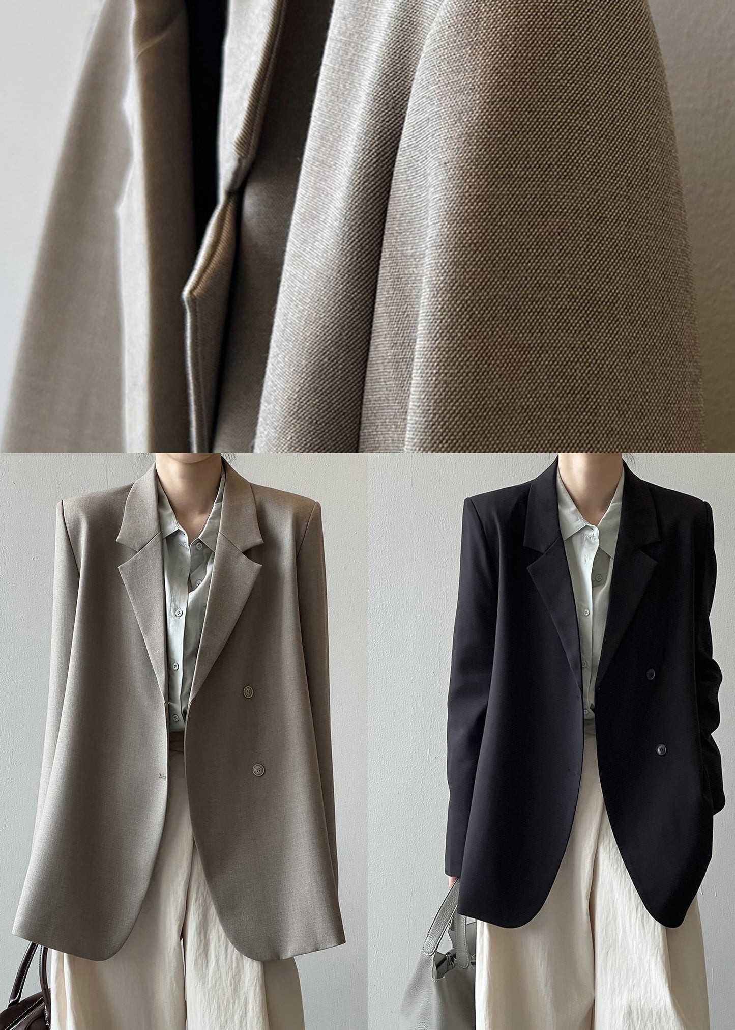 Italian Grey Coffee Notched Pockets Suit Coat Autumn Wd012
