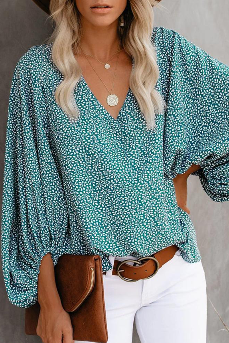 Print Basic V Neck Blouses(8 Colors)