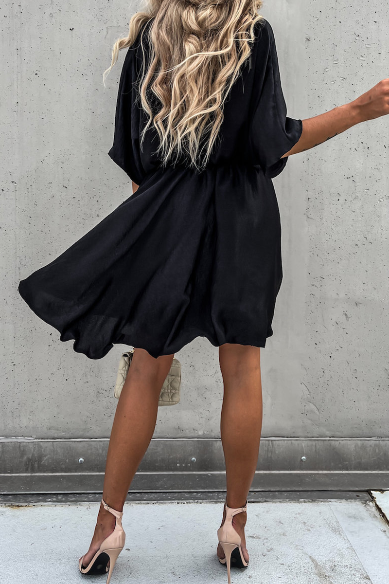 Patchwork V Neck Cake Skirt Dresses(5 Colors)