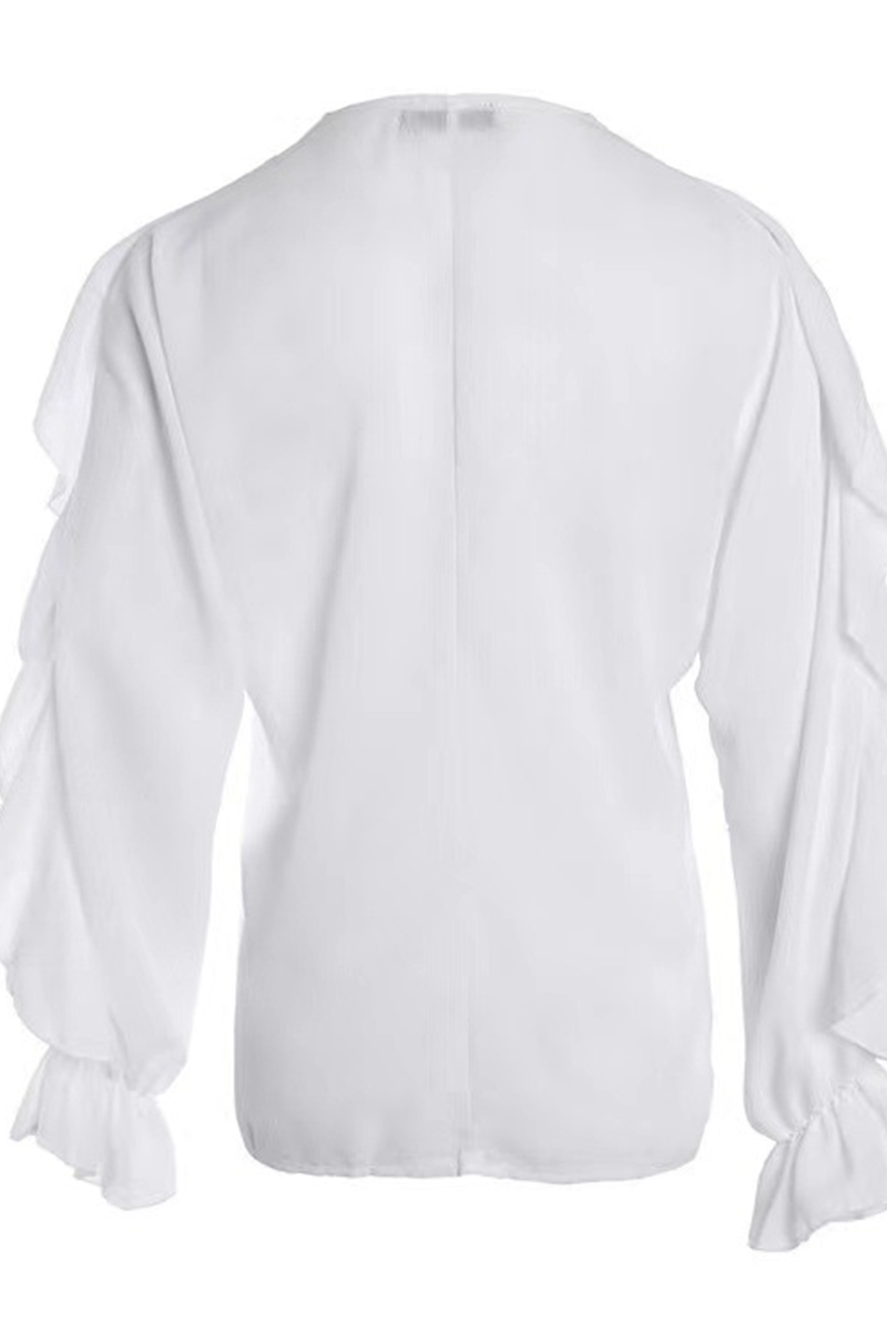 Flounce V Neck Blouses (2 Colors)
