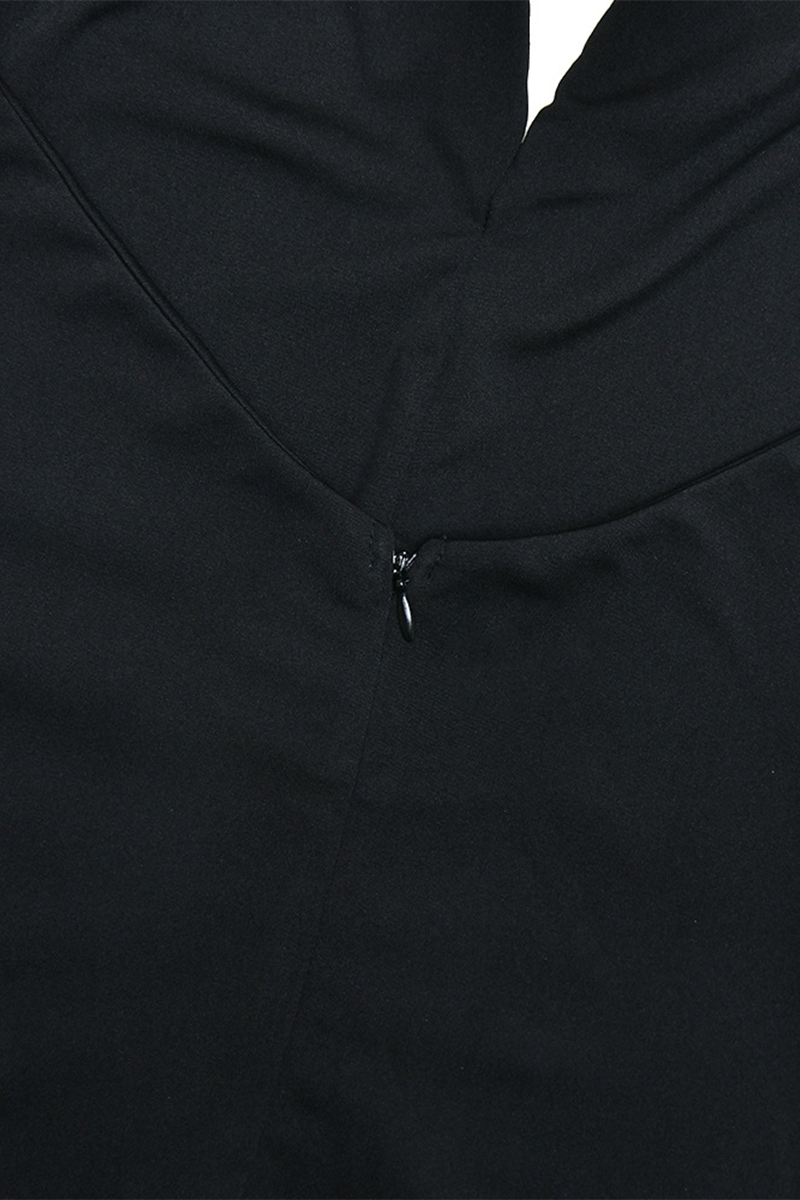 Buckle Backless Turndown Collar One Step Skirt Dresses(3 Colors)