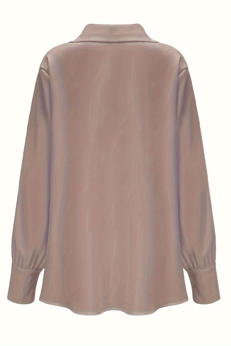 Color Ruched V Neck Blouses(4 Colors)