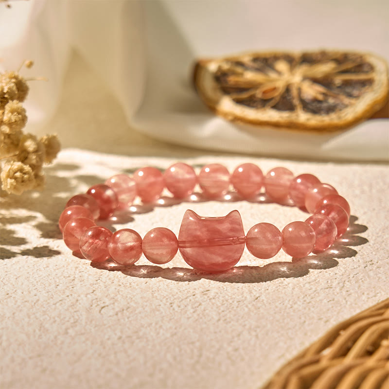 Buddha Stones Cat Head Red Agate Spiritual Beads Bracelet