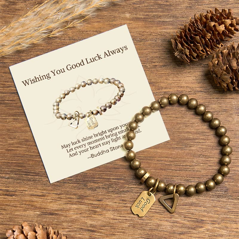 Buddha Stones "wishing You Good Luck Always" Pure Copper Brass Bracelet Includes Gift Message Card