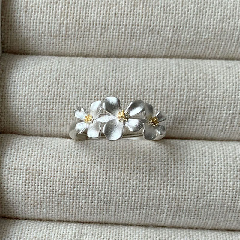 Buddha Stones 925 Sterling Silver Gardenia Design Protection Adjustable Ring