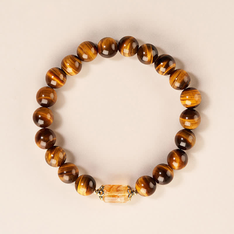 Buddha Stones Tiger Eye Citrine Bead Strength Bracelet