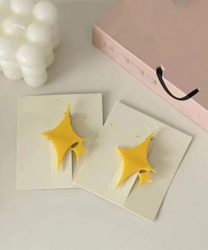 Yellow Acrylic Shining Stars a Pair Hairpin