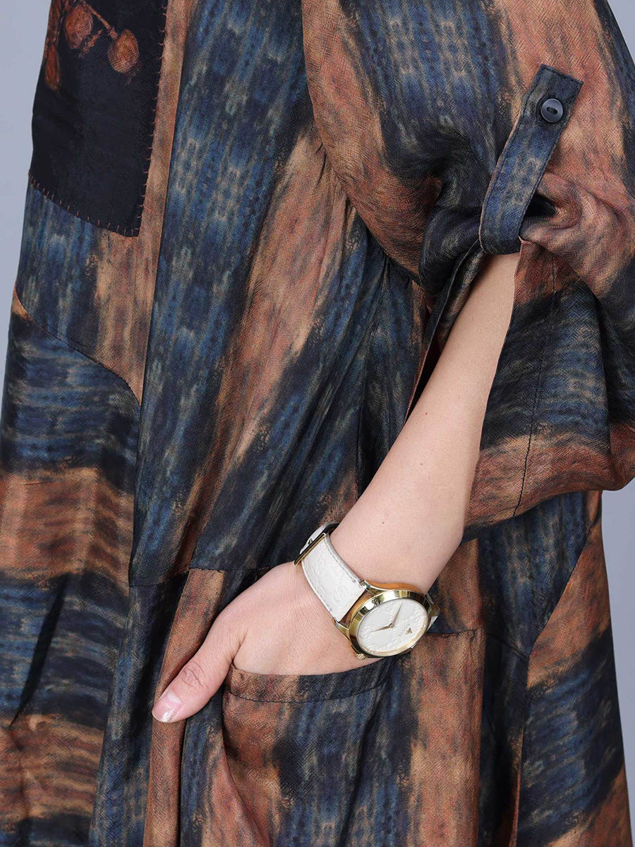Artsy Stripe Irregular Spliced Maxi Dress Co1035
