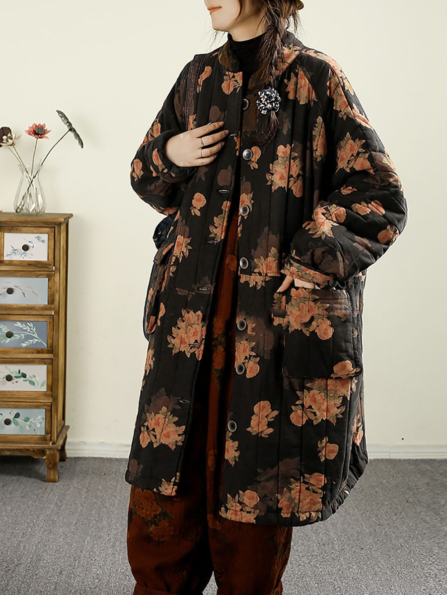 Autumn Flower Cotton Cardigan Coat Ba1017
