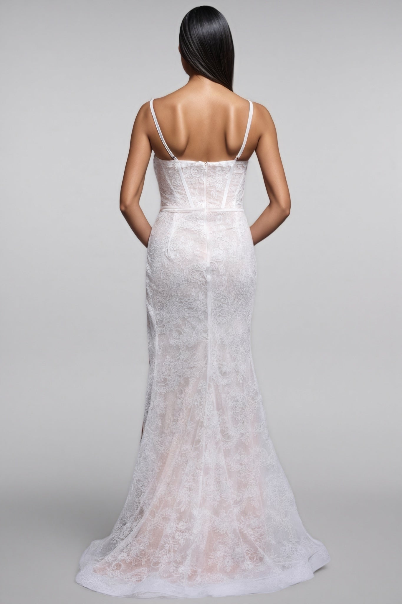 Elowety Sleeveless Lace Slit Maxi Dress