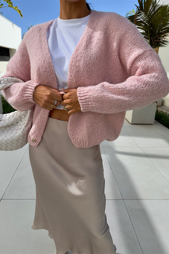 Color Long Sleeve Knitted Cardigan