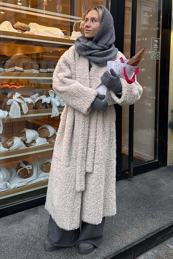 Color Knitted Hooded Scarf and Thick Warm Gloves Two-piece Set