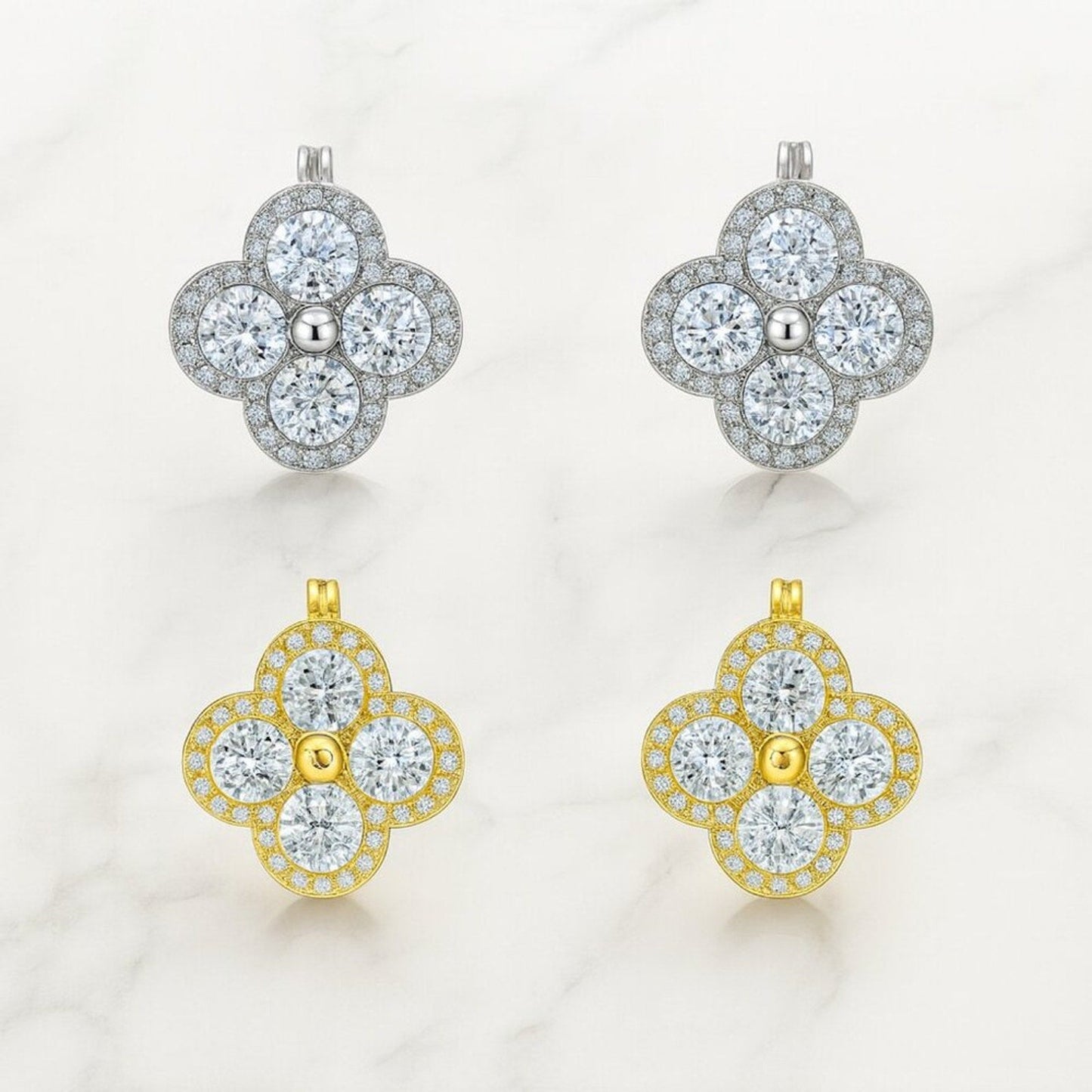 “scarlet” Luxe Demi Fine Clover Silver Earrings