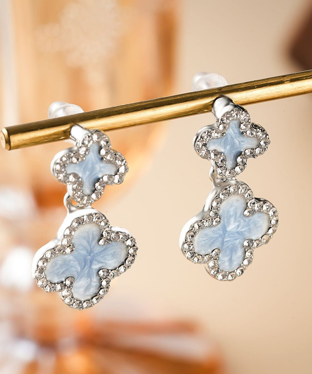 Style Blue Copper Crystal Allloy Drip Glaze Drop Earrings