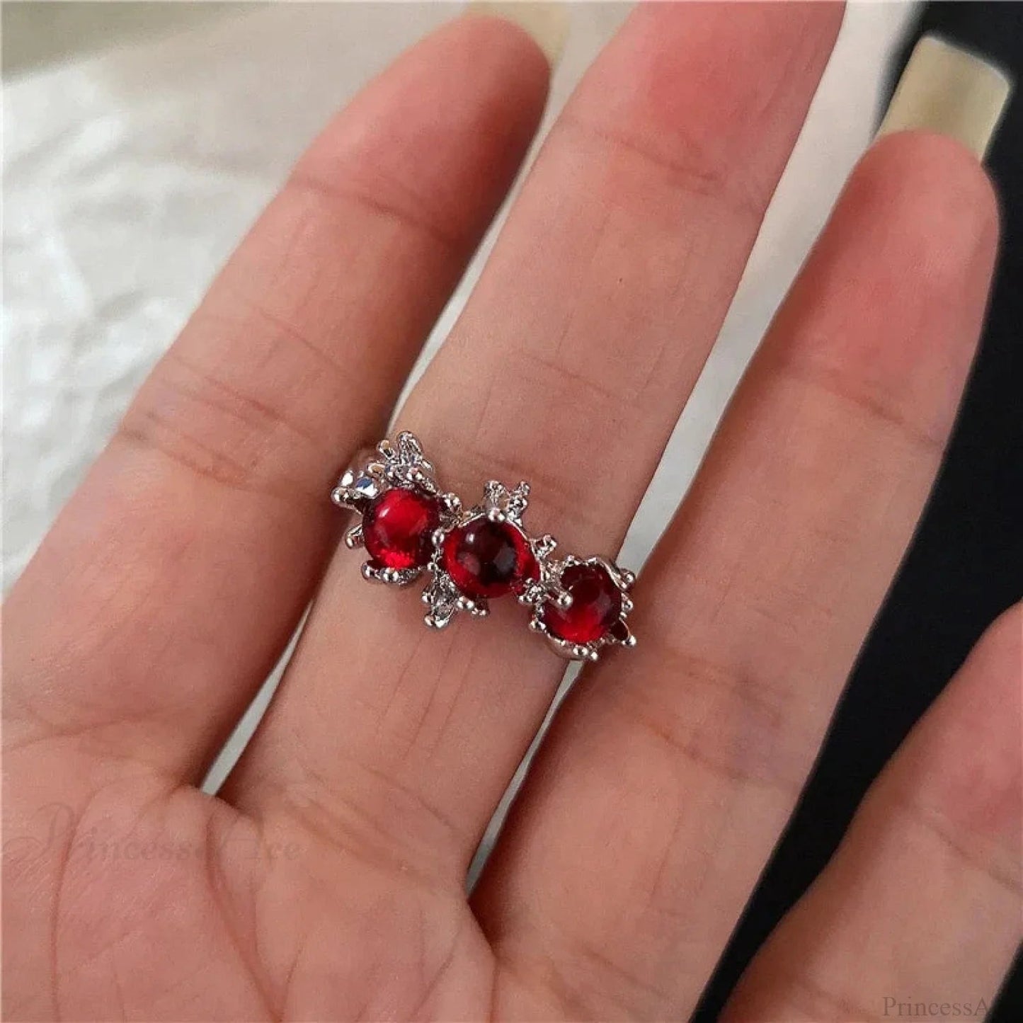 Y2k Gothic Animal Spider Crimson Crystal Ring