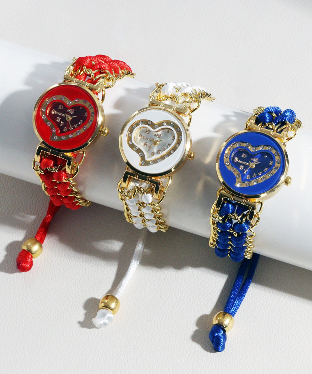 White Stainless Steel Alloy Zircon Quartz Movement Watches