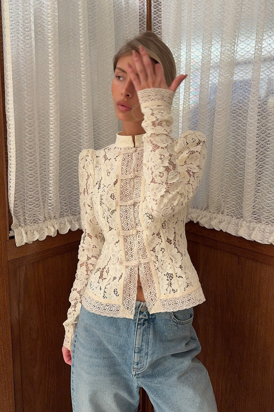 Lace Button Blouse