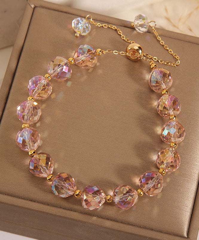 Pink Alloy Crystal Zircon Tassel Love Charm Bracelet