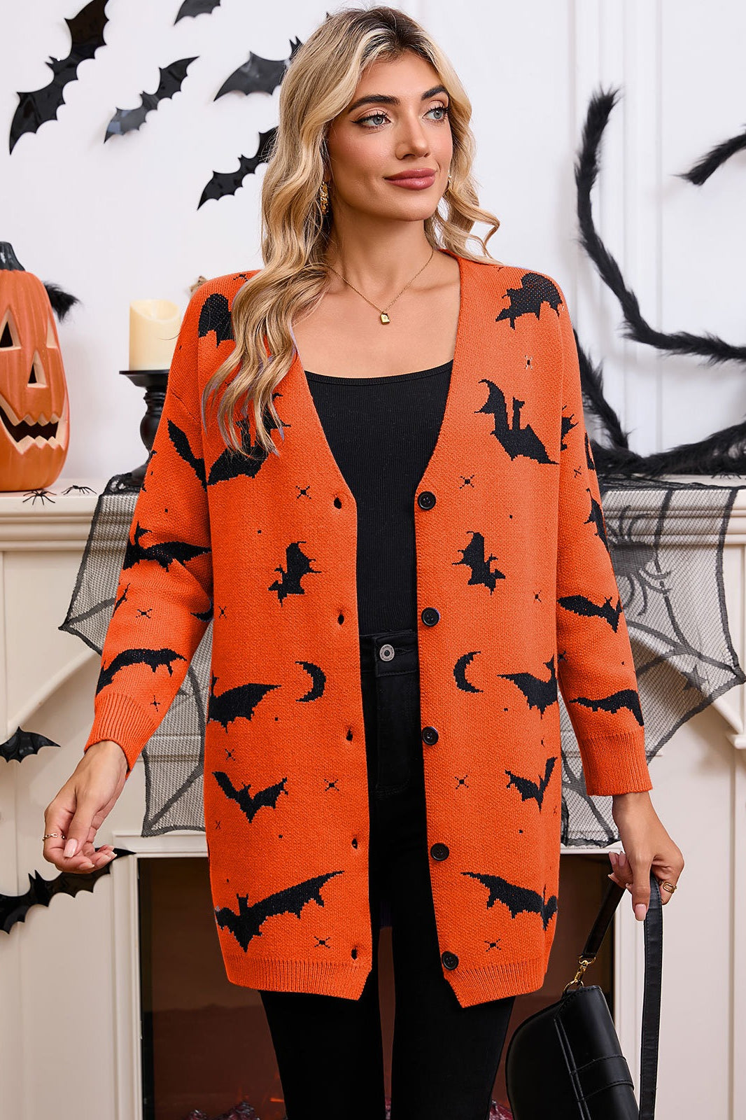 Halloween Bat Jacquard Knit Sweater