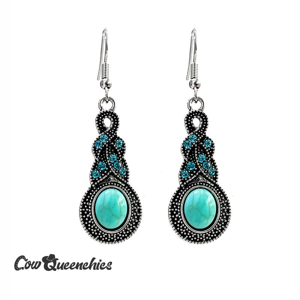 Retro Turquoise Drop Earrings