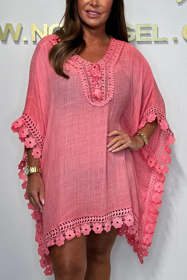 Color Lace Loose Cover Up Mini Dress