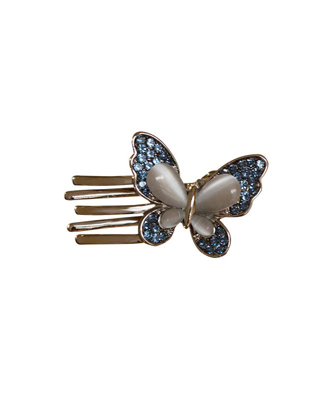 Blue Alloy Zircon Butterfly Crystal Hairpin Two-piece Set