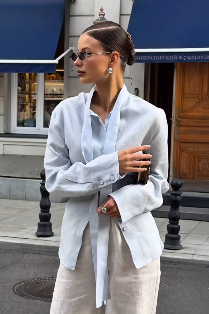 Cotton Tie Front Blouse