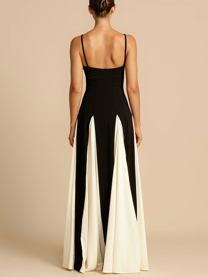 Black-white Color-block Swing Maxi Dress