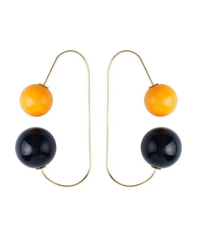 Colorblock Copper Resin Ball Hoop Earrings