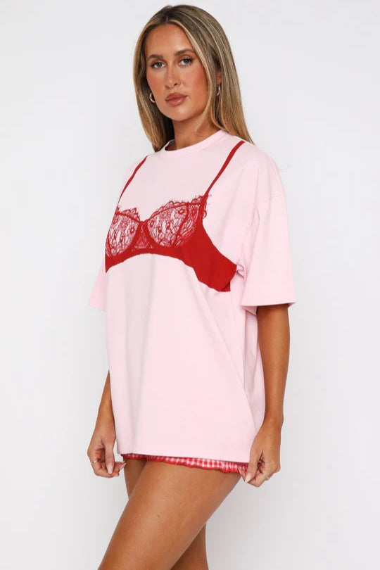 Corset Print Loose Short Sleeve T-shirt