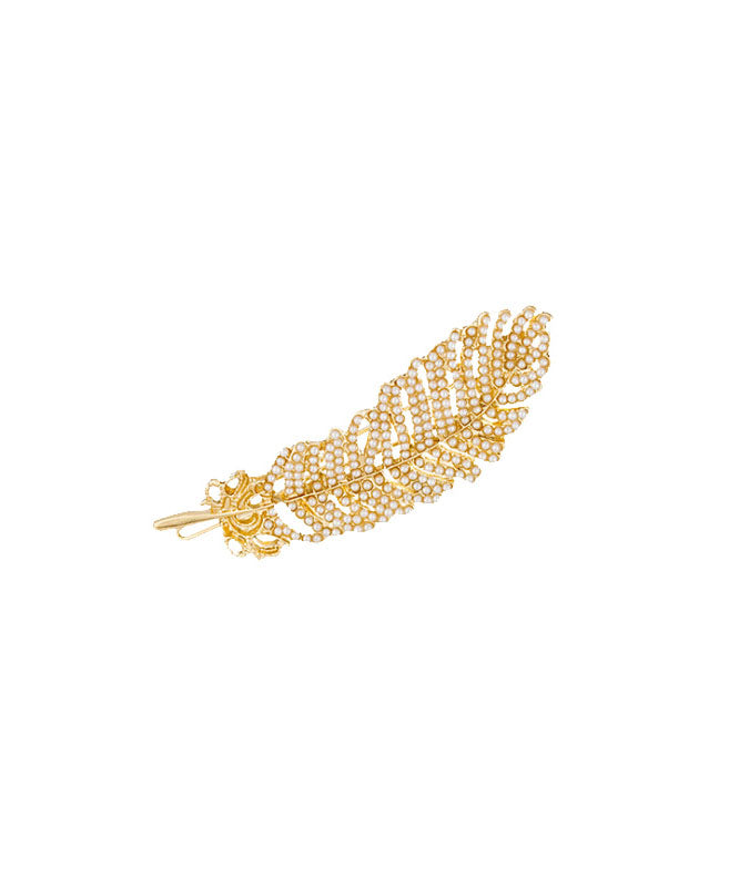 Gold Alloy Pearl Zircon Feather Duck Mouth Hairpin
