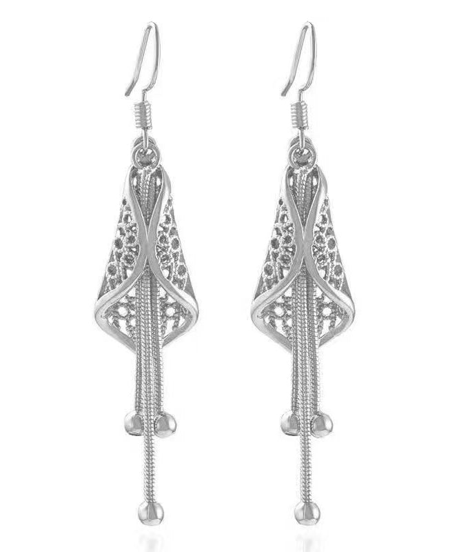 Silk Sterling Silver Aeolian Bells Tassel Drop Earrings
