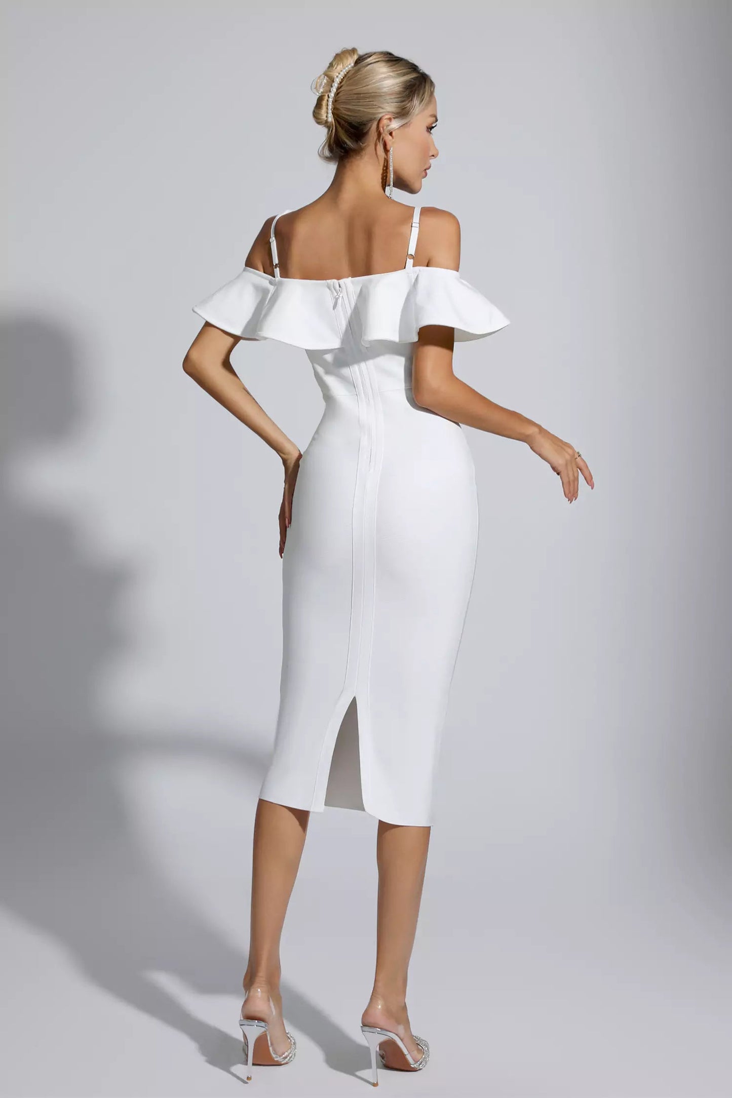 Alicia White Lace Bandage Midi Dress
