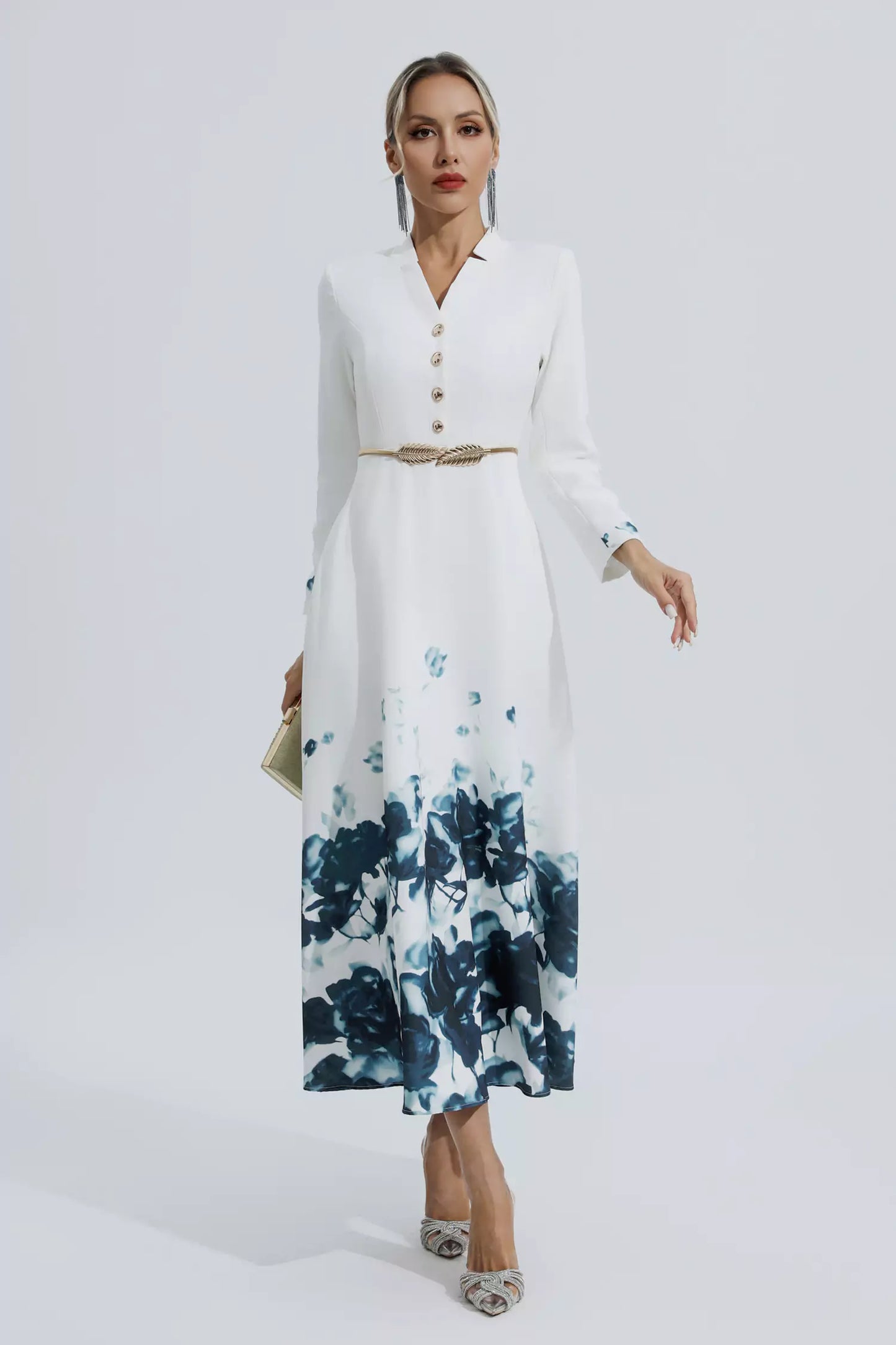 Angie White Printed Maxi Dress