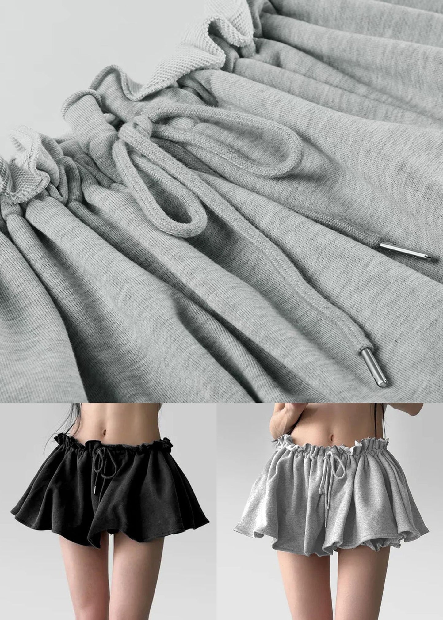 Black Cotton Pants Skirt Elastic Waist Summer Yt003