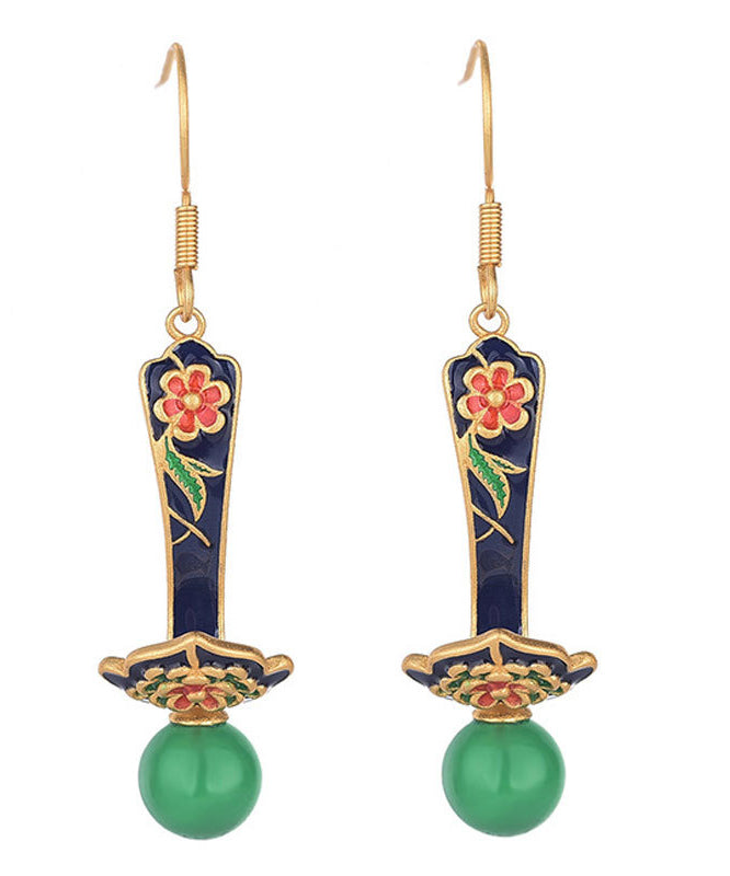 Boutique Green Sterling Silver Jade Agate Drop Earrings