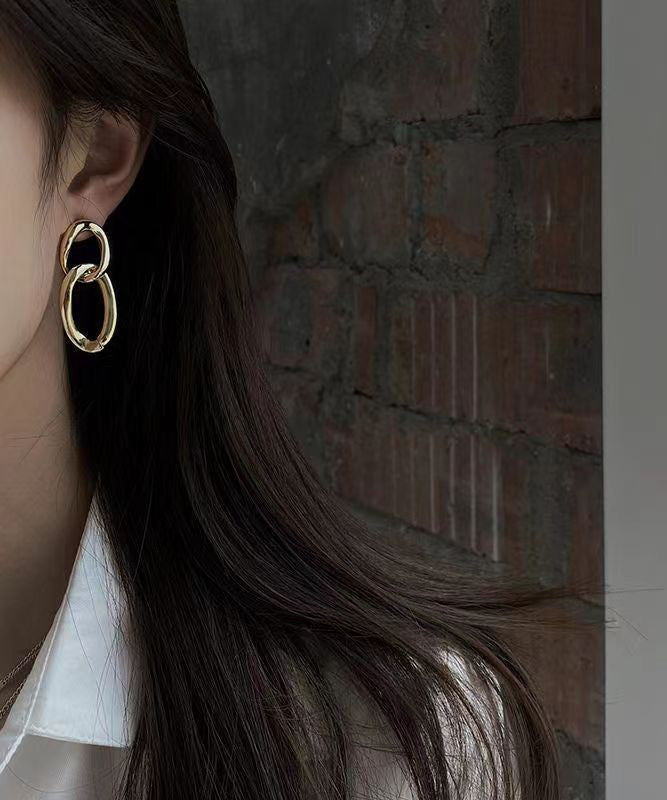 Gold Metal Fried Dough Twist Hoop Earrings