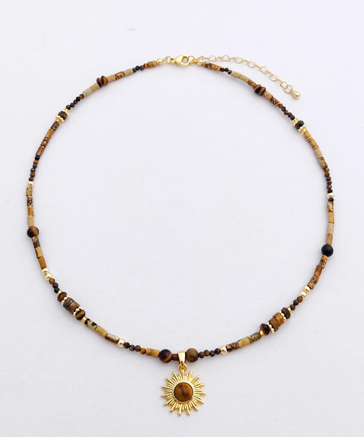 Tungsten Steel Gem Stone Pendant Necklace