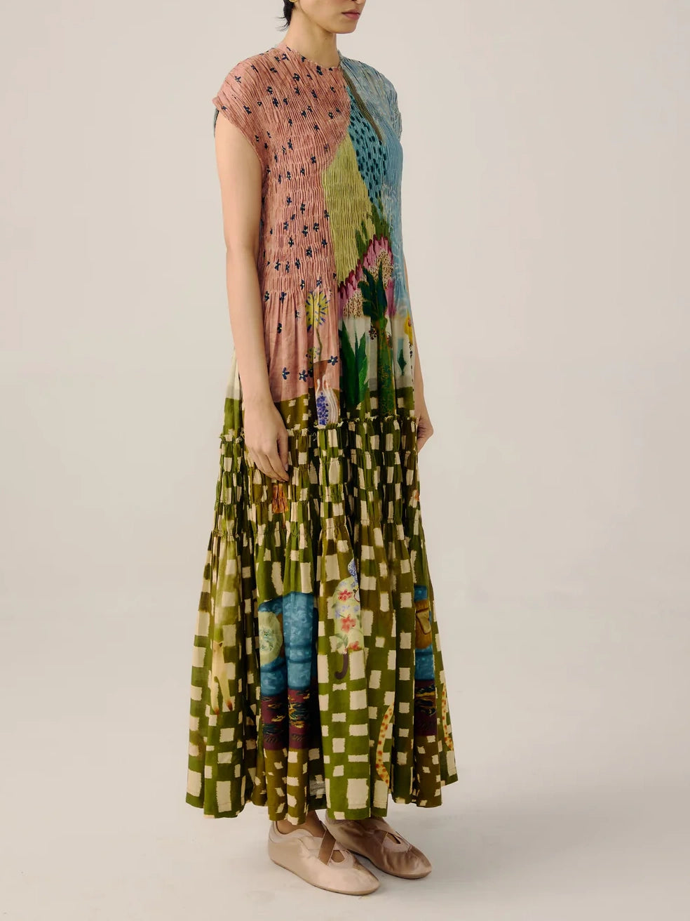 Fit and Flare Print Maxi Dress