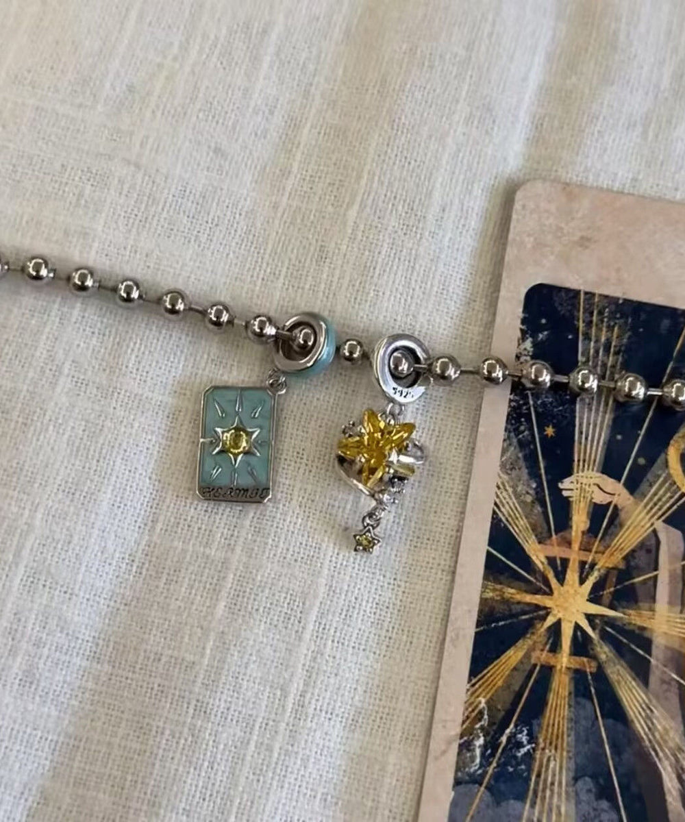 Diy Silk Stainless Steel the Sun, the Moon and the Stars Charm Bracelet