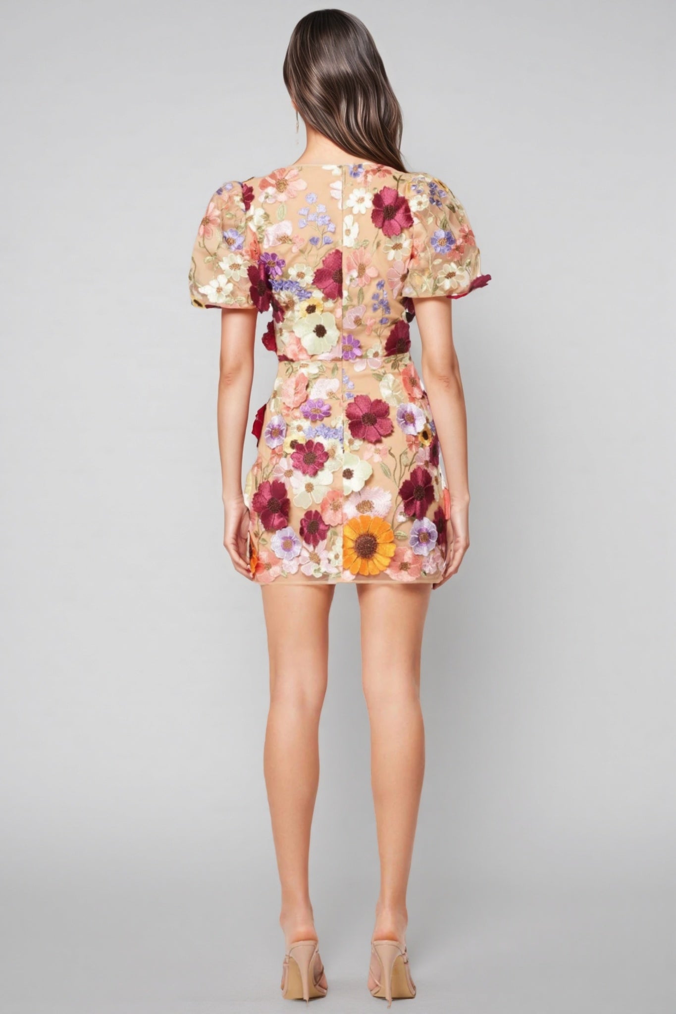 Brea V-neck 3d Printed Mini Dress