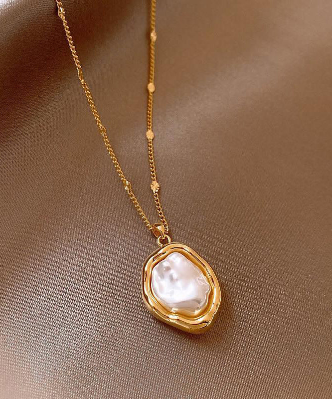 Gold 14k Gold Alloy Pearlendant Necklace Yi037
