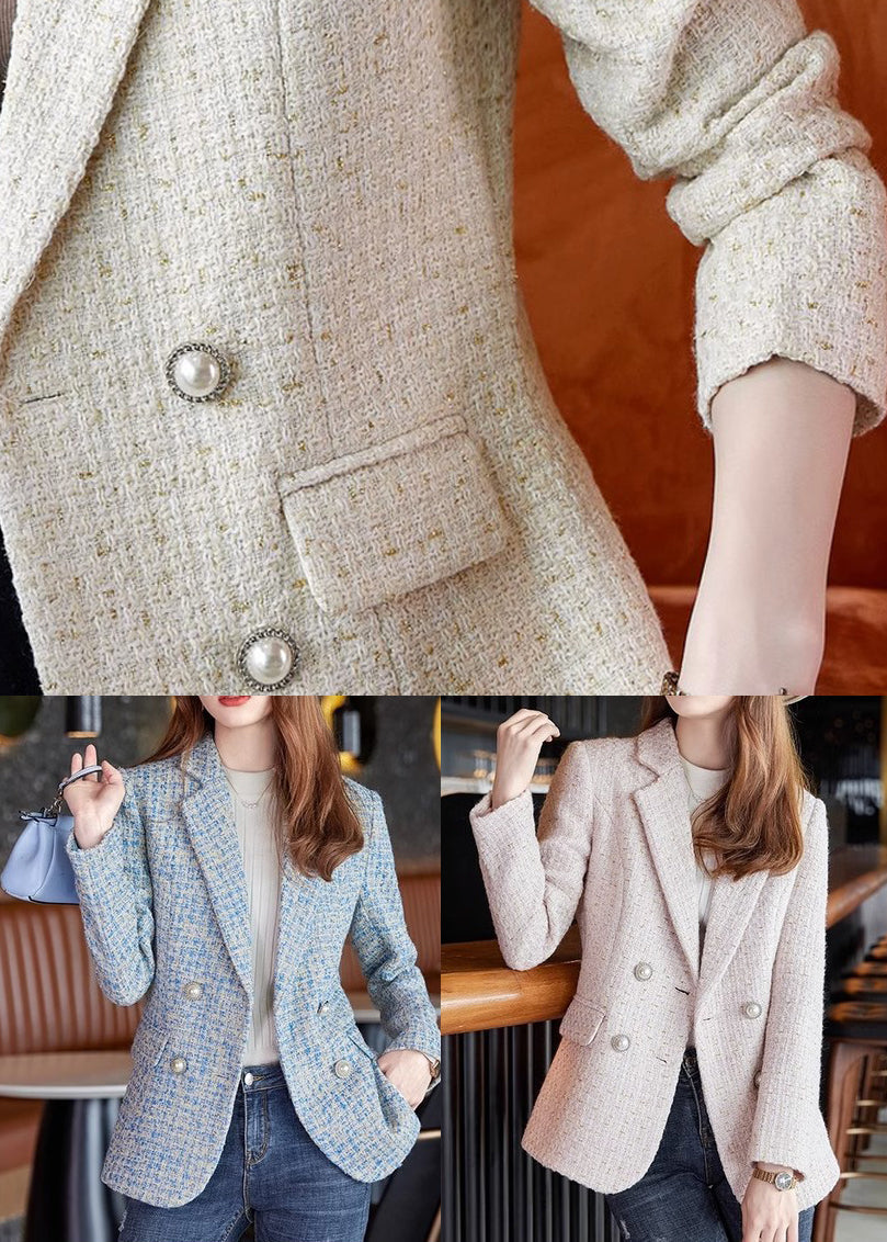 French Blue Notched Woolen Formal Coats Spring Yj039