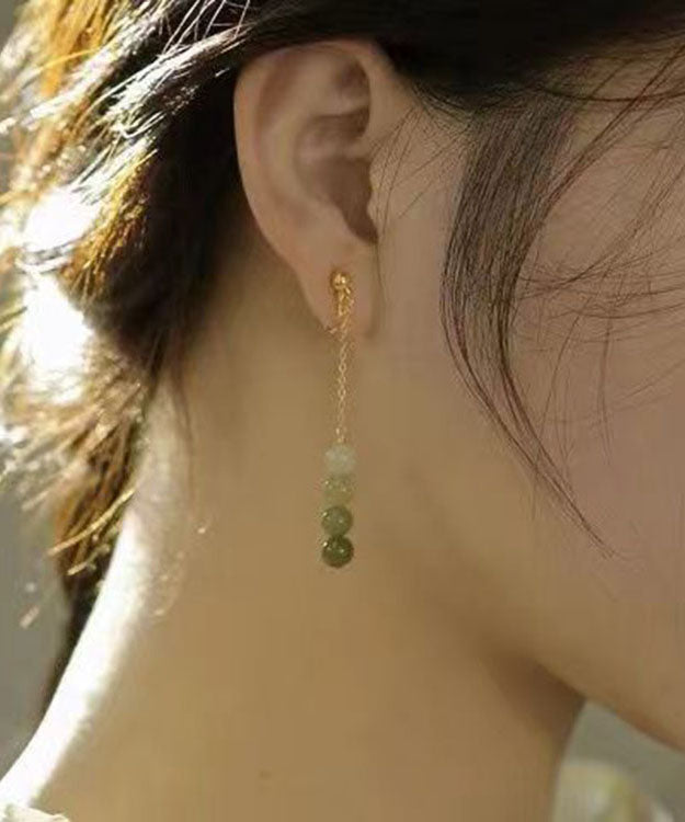 Gradient Color Green Jade Pearl Drop Earrings Tw1028