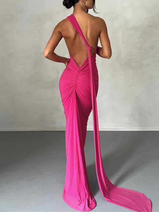 Halter Lace-up Backless Maxi Dress